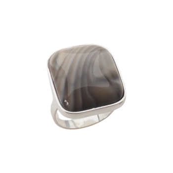 Srebrny pierścionek z Krzemieniem Pasiastym – ręcznie wykonany, srebro 925