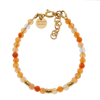 Bransoletka - cięty Karneol kulki 4mm i srebro złocone