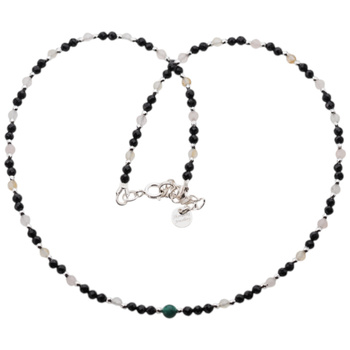 Naszyjnik mix - Turmalin, cytryn, kwarc różowy i srebro