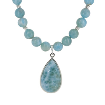 Naszyjnik z zawieszką - Larimar i srebro