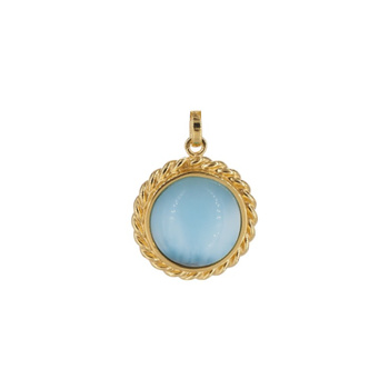 Zawieszka - larimar okrągły 13mm w srebrze złoconym