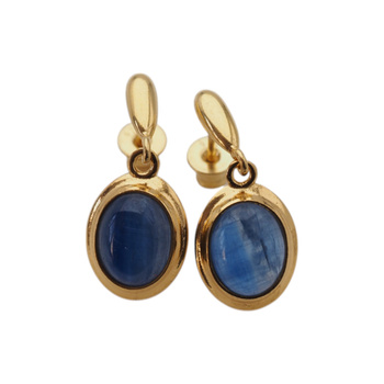 Kolczyki wiszące sztyfty - kyanit i srebro złocone