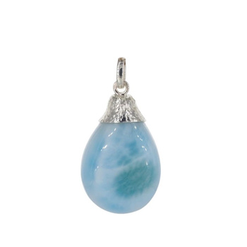 Zawieszka - larimar łza w srebrze młotkowanym