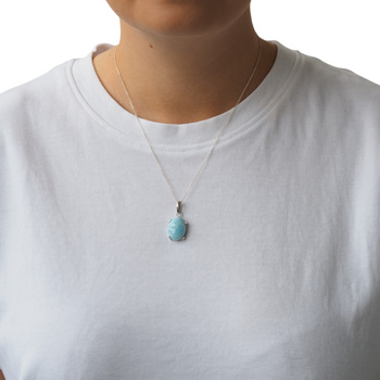 Zawieszka z larimarem owalnym w srebrze rodowanym