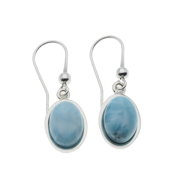 Kolczyki - Larimar owalny w srebrze