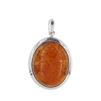 Zawieszka - Bursztyn owalny w srebrze
