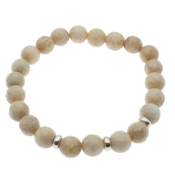 Bransoletka  18 cm - Jadeit fasetowane kulki i srebro na gumce