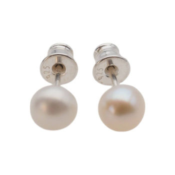 Kolczyki z białymi, okrągłymi Perłami w srebrze