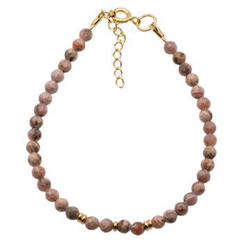 Bransoletka - Rodochrozyt kulki i srebro pozłacane 