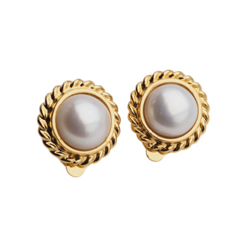 Klipsy - Perły białe koło w srebrze złoconym