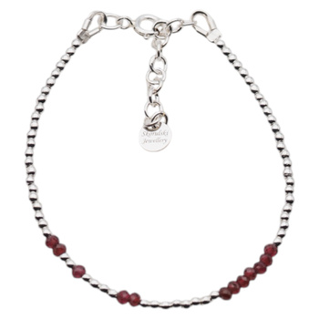 Bransoletka urodzeniowa styczeń - granat, srebrny hematyt i srebro