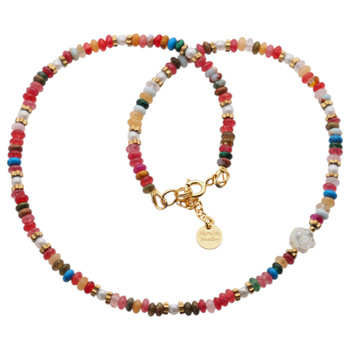 Naszyjnik - Mix kamieni i srebro złocone