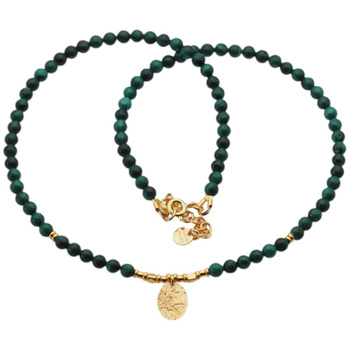 Naszyjnik z blaszką - Malachit i srebro złocone