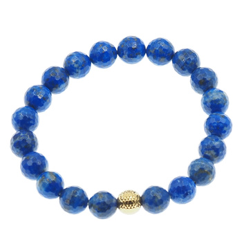 Bransoletka - Lapis Lazuli fasetowane kulki 9mm i srebro złocone