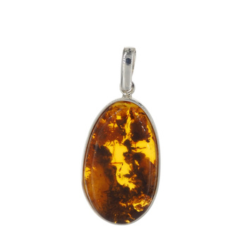 Zawieszka - Bursztyn owalny w srebrze