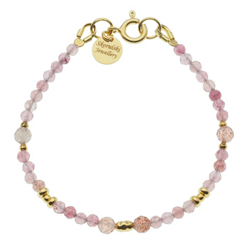 Bransoletka - Kwarc Arbuzowy, Hematyt i srebro złocone